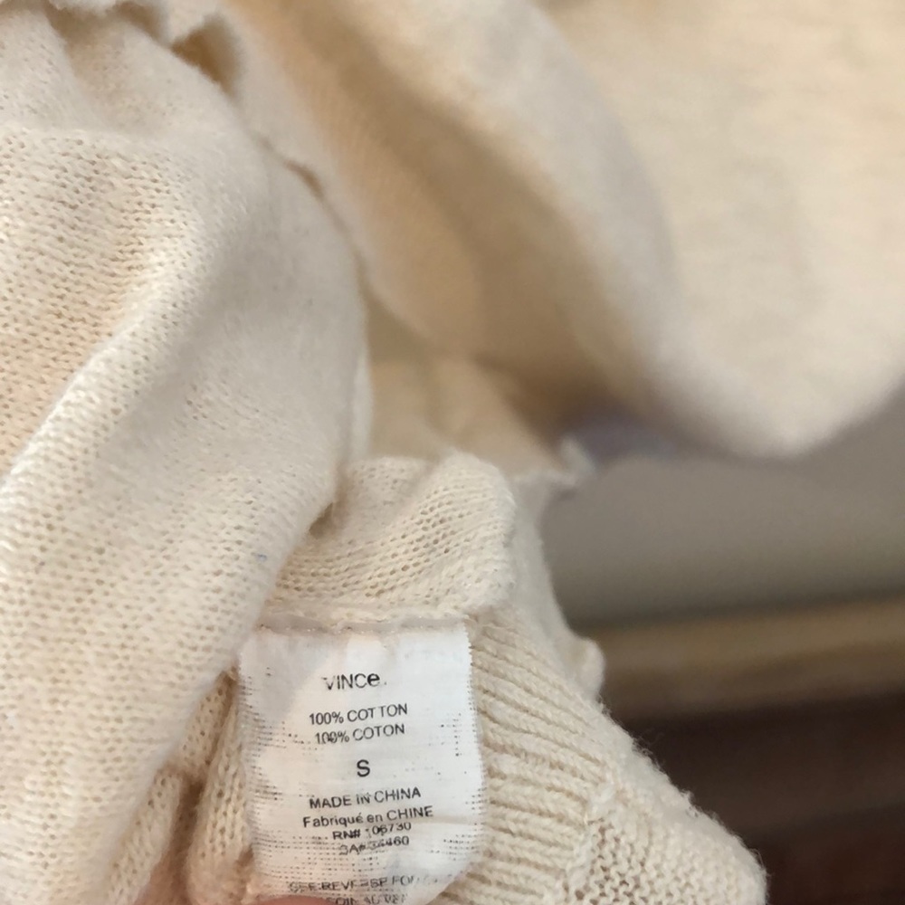 Vince Cotton Cream V Neck Long Sleeve - Picture 7 of 7